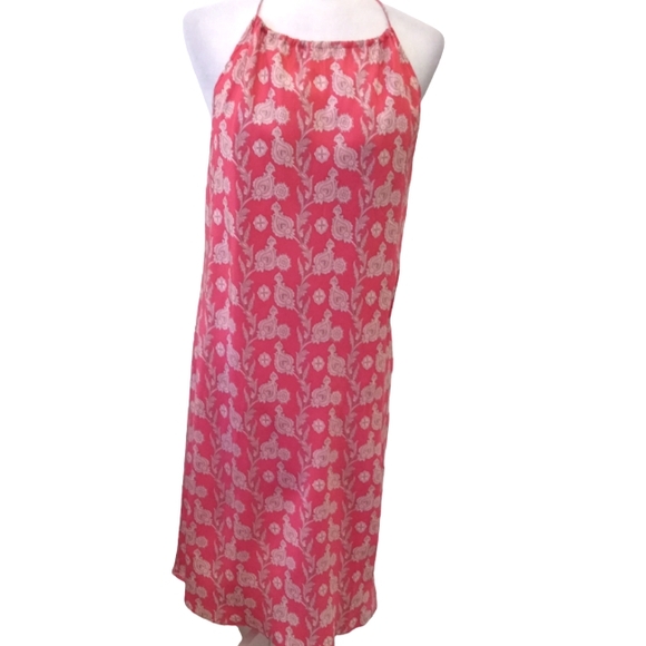 GAP pink paisley silk halter dress. Large - Picture 1 of 10